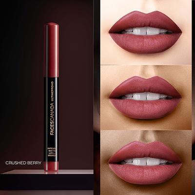 Faces Canada Ultime Pro HD Intense Matte Lips + Primer - Crushed Berry 04, 9HR Long Stay 1.4 gm - Lip Crayons
