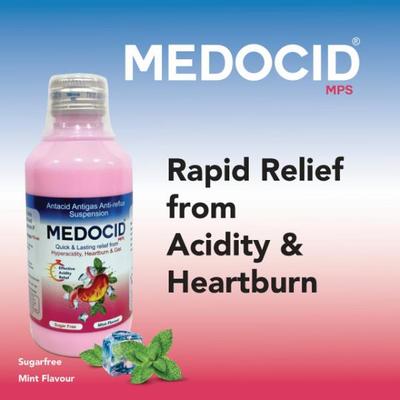 Medocid MPS Sugar Free Syrup - Mint Flavour 170 ml - Acidity & Gas Relief