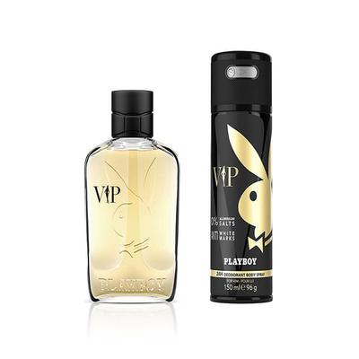 Playboy VIP For Men Gift Set (Eau de Toilette 100ml + Body Spray 150ml) 250 ml - Men Perfumes (Edt/Edp)