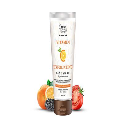 TNW The Natural Wash Vitamin C Exfoliating Face Wash Pure Natural with Orange Peel and Tomato Extract for All Skin Types 100ml - Face Wash & Cleansers