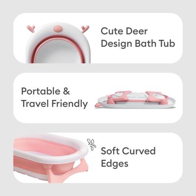 R for Rabbit Bubble Double Aqua Baby Bath Tub - Pink 1's - Bathing Essentials