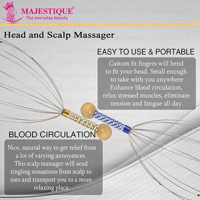 Majestique Head and Scalp Massager, Handheld Head Massage Tingle Stress Relief - Color May Vary 1's - Others