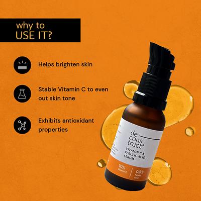 Deconstruct Vitamin C Serum For Face - 10% Vitamin C + 0.5 % Ferulic Acid 20 ml - Face Serum