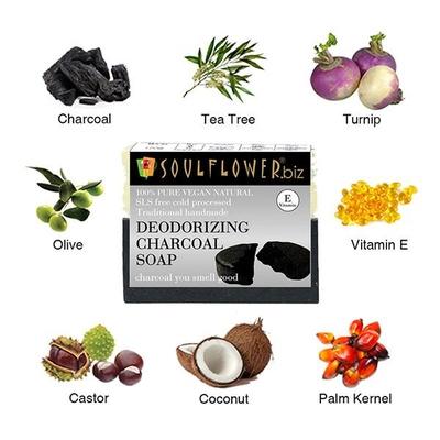 Soulflower Soap - Deodorizing Charcoal 150 gm - Soaps