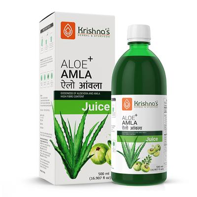 Krishna's Herbal & Ayurveda Aloe+Amla Juice 500 ml - Ayurvedic Juices