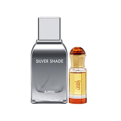 Ajmal Silver Shade EDP Citrus Woody Perfume And Mukhallat Raaqi Concentrated Perfume Oil Floral Fruity 110 ml - Perfumes (Edt/Edp)