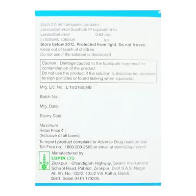 Salbair Neb 0.63mg Transpule 5X2.5ml - Asthma/COPD-Ast