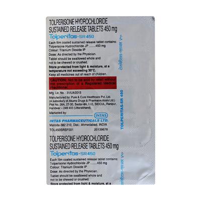 Tolperitas SR 450mg Tablet 10'S - Muscle Cramps/Spasticity-Mus