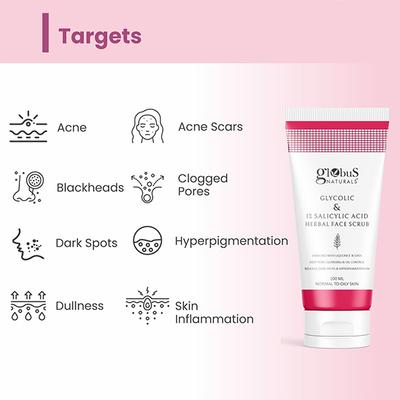 Globus Naturals Glycolic & 1% Salicylic Acid , 100gm each 2's - Scrubs & Exfoliants