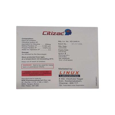 Citizac 1000mg Injection 4ml - Nootropics And Neurotrophics
