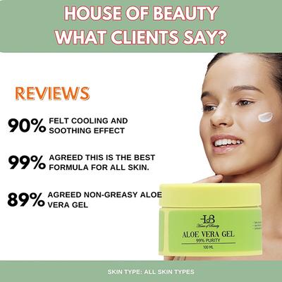 House of Beauty Pure Aloe Vera Gel-Sensitive, Acne Prone Skin Treats Eczema, Psoriasis 100ml - Face Moisturizers