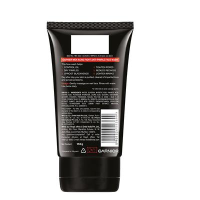 Garnier Men Acno Fight Anti-Pimple Facewash for Acne Prone Skin 150 gm - Face Washes