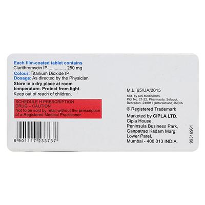 Zoclar 250mg Tablet 4'S - Bacterial Infections-Mac