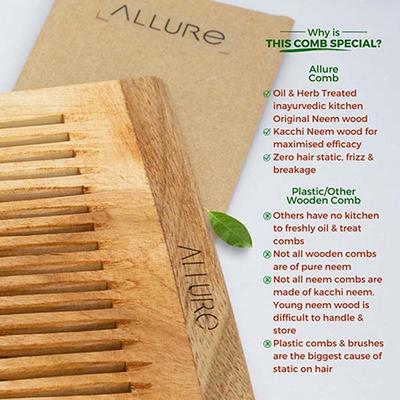 Allure Wooden Neem Comb (CS-01) 2's - Hair Combs