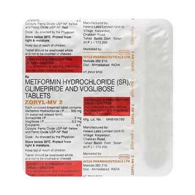 ZORYL MV 2 Tablet 15's - Diabetes-Ant