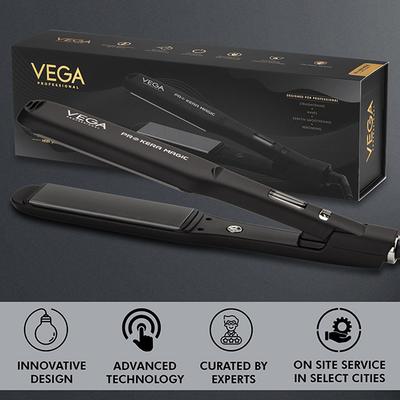 VEGA Professional Pro Kera Magic Hair Straightener for Salon & Home, Ultra-Fast Heat Up, (VPPHS-04) 1's - Hair Dryers