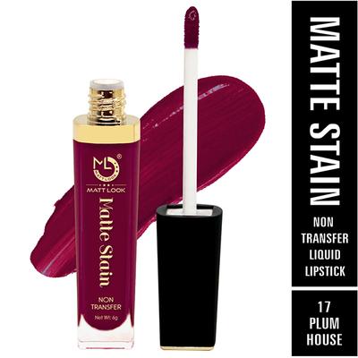 Matt Look Matte Stain Non Transfer Long Lasting Liquid Lipstick for Hydrated - Plum House 6 gm - Liquid Lipsticks