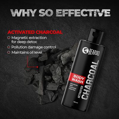 Beardo Charcoal Detox Kit For Men Face Wash, Body Wash, Face Scrub and Deo (50Ml + 100Ml + 50G + 40Ml) 1's - Face Washes