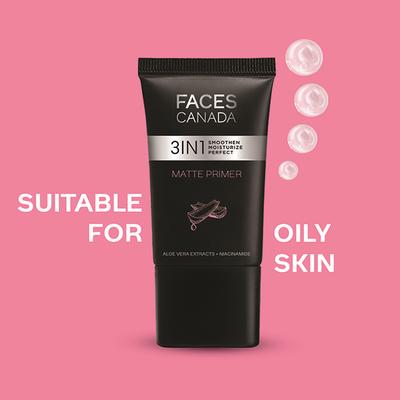 Faces Canada Matte Primer, Oil-Free Matte Finish, Niacinamide, Hyaluronic Acid, Vitamin A, C, E 30 gm - Primer