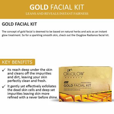 OxyGlow Herbals New Gold Facial Kit Enriched With Argan Oil 50 g - Facial Kits
