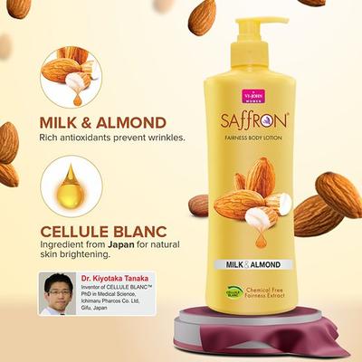 VI-John Saffron Milk Almond Fairnes Body Lotion for Men & Women 400 ml - Lotions & Creams
