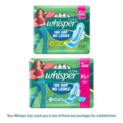 Whisper New Ultra with Soft Wings Sanitary Pads (Xl+) 15's - Sanitary Napkins