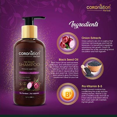 COROnation Herbal Red Onion Black Seed Oil Shampoo for Hair Fall Control 300 ml - Shampoos