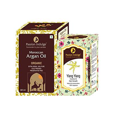 Passion Indulge ARGAN Carrier oil 60ML COMBO( With Ylang Ylang) for Skin and hair care - Carrier Oils