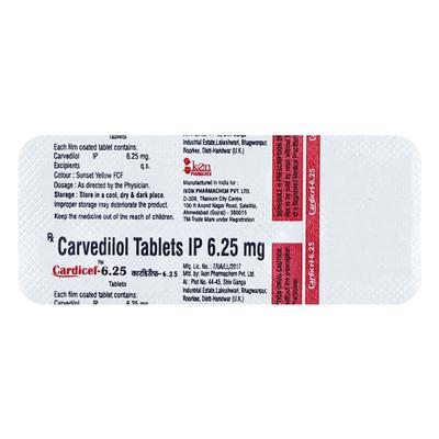 CARDICEF 6.25 Tablet 10's - Hypertension-Bet