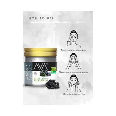 Aya Activated Charcoal Exfoliating Face Scrub, No Paraben, No Silicone, No Sulphate 100 ml - Scrubs & Exfoliants