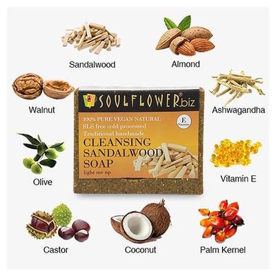 Soulflower Soap - Cleansing Sandalwood 150 gm - Soaps