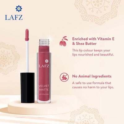 Lafz Transfer Proof & Smudge Proof Velvet Matte Lip Colour, Wild Berry 5.5 ml - Liquid Lipsticks