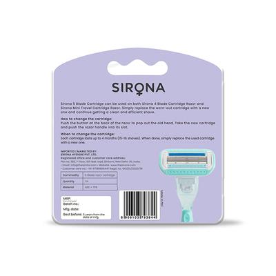 Sirona 5 Blade Cartridge Hair Removal Razor Refills for Women - Pack of 2 1's - Razors & Cartridges