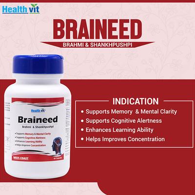 Healthvit Braineed Brahmi & Shankhpushpi Aid in Increasing Memory - Capsules 60's - Mental Health