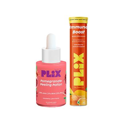 Plix The Plant Fix Pomegranate Peeling Potion And Vitamin C Effervescent Combo 30 ml - Face Gels