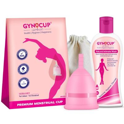 GynoCup Reusable Menstrual Cup - Large + Natural Menstrual Cup Wash Liquid 100 ml - Intimate Care