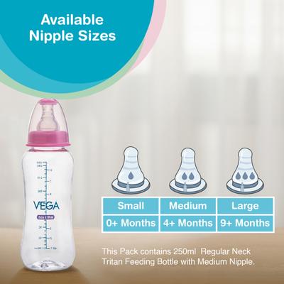 Vega Baby & Mom Tritan Feeding Bottle Regular Neck - Pink 250ml - Feeding & Nursing