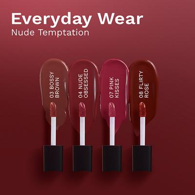 Pilgrim Nude Temptation Mini Liquid Lipstick 4 in 1 Pack Smudgeproof, Hydrating & Lightweight 4 ml - Liquid Lipsticks