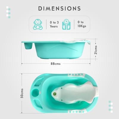 R for Rabbit Kiddie Kingdom Splash With Sling Bath Tub - Sea Green 1's - Bathing Essentials
