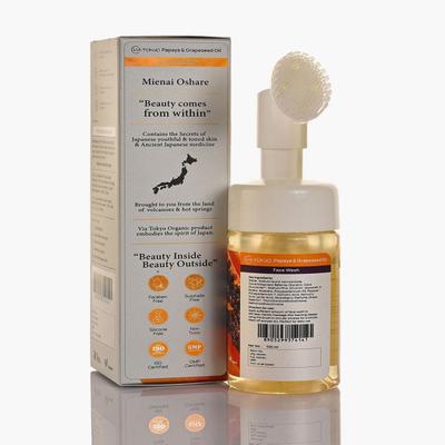 VIA TOKYO ORGANIC Grapeseed Oil & Papaya Foaming Face Wash with Brush, Anti - Blemish & Anti - Marks, No Sulphates, No Paraben 100 ml - Face Wash & Cleansers