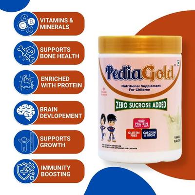 PediaGold Zero Added Sucrose Complete Nutrition Powder for Children - Vanilla Flavour 400 g - Protein Drink