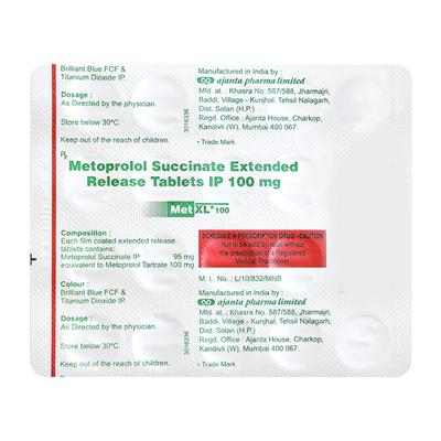MET XL 100mg Tablet 20's - Hypertension-Bet