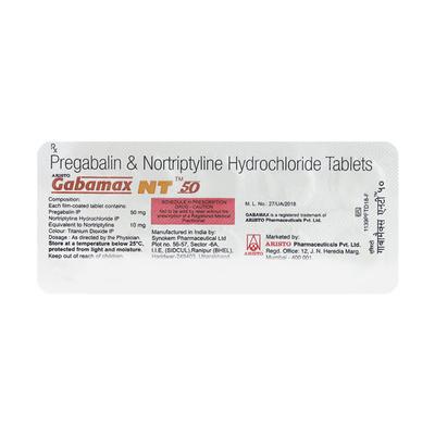 Gabamax NT 50mg Tablet 10'S - Neuropathic Pain-Dru