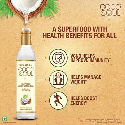 Coco Soul Cold Pressed Natural Virgin Coconut Oil, from the makers of Parachute 500ml - Hair Oils