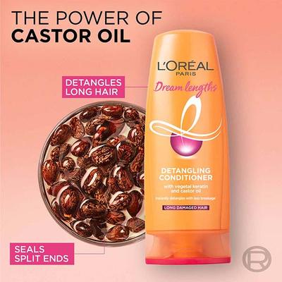 L'Oreal Paris Dream Lengths Detangling Conditioner with Vegetal Keratin and Castor Oil 180ml - Conditioners