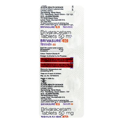 BRIVASURE 50 Tablet 10's - Epilepsy/Convulsion-Ant