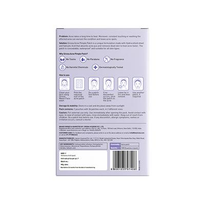 Sirona Acne Pimple Patch For Face (72 patches) - 2 Sizes, Invisible, Concealable, Waterproof Patches, Hydrocolloid & Salycylic Acid, Absorbs Acne Pus, Flattens Pimple for All Skin Types 1's - Sheet Masks