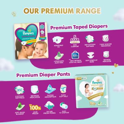 Pampers Active Baby Premium Taped Diaper Pants (XL) 38's - Sanitary Napkins