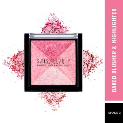 Swiss Beauty Baked Blusher & Highlighter - (Shade-3) 7 gm - Blushes