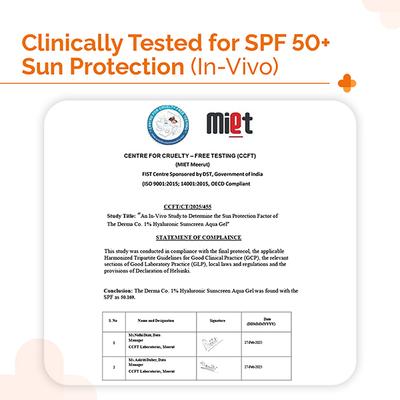 The Derma Co. 1 Percent Hyaluronic Sunscreen Aqua Gel For Broad Spectrum & Blue Light Protection SPF 50 PA++++ 50gm - Face Sunscreen